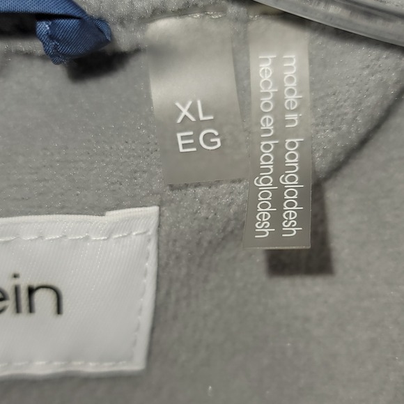 Calvin Klein Fleece Lined Hooded Full Zip Windbreaker Jacket Sz XL Gray Blue - Picture 4 of 16